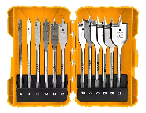 Jogo De Brocas Chatas Para Madeira Ingco C/ 12peças